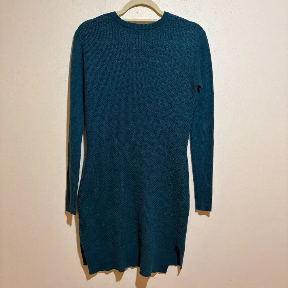 Title Nine Size S Small Woolicious Waffle Sweater Dress Dark Teal Blue - Picture 11 of 13